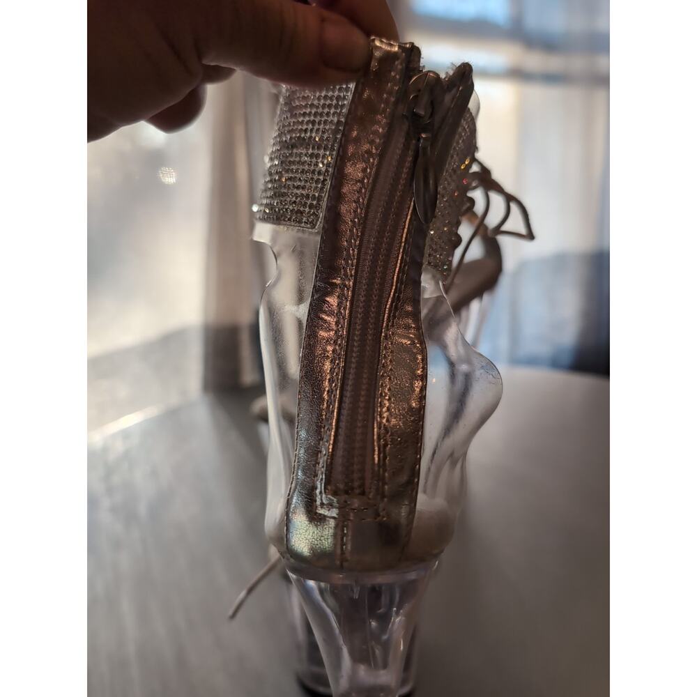 PleaserAdore 727RSSize 7 Ankle Wrap Back Zip 6.5" Heel 2.5" Platform Crystal - Picture 5 of 16